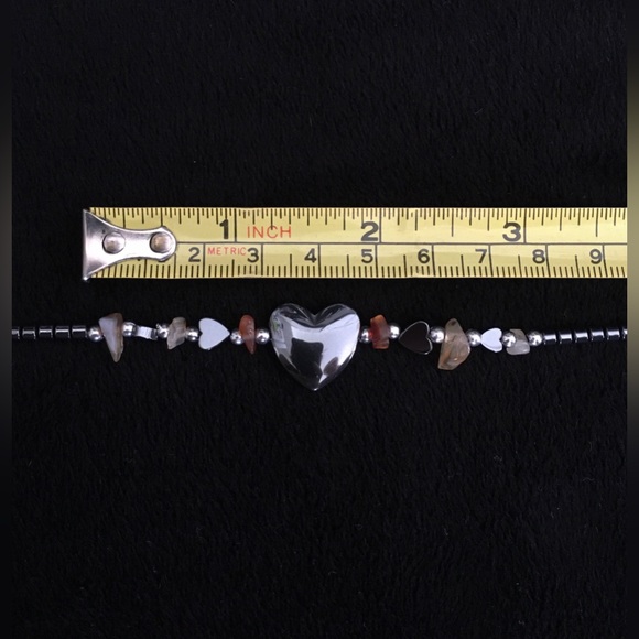 Hematite And Stone Chip Heart Necklace - Picture 6 of 6